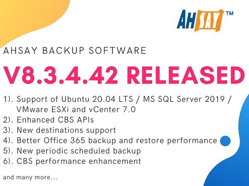 New Ahsay v8.3.4.42 Released