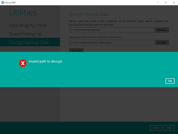 Invalid path to decrypt