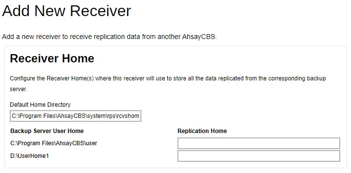 Receiver Home Directory