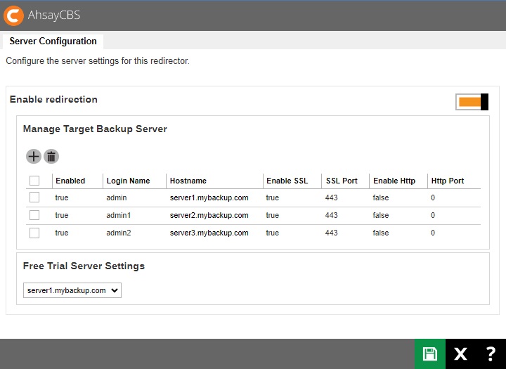 List of Backup Servers