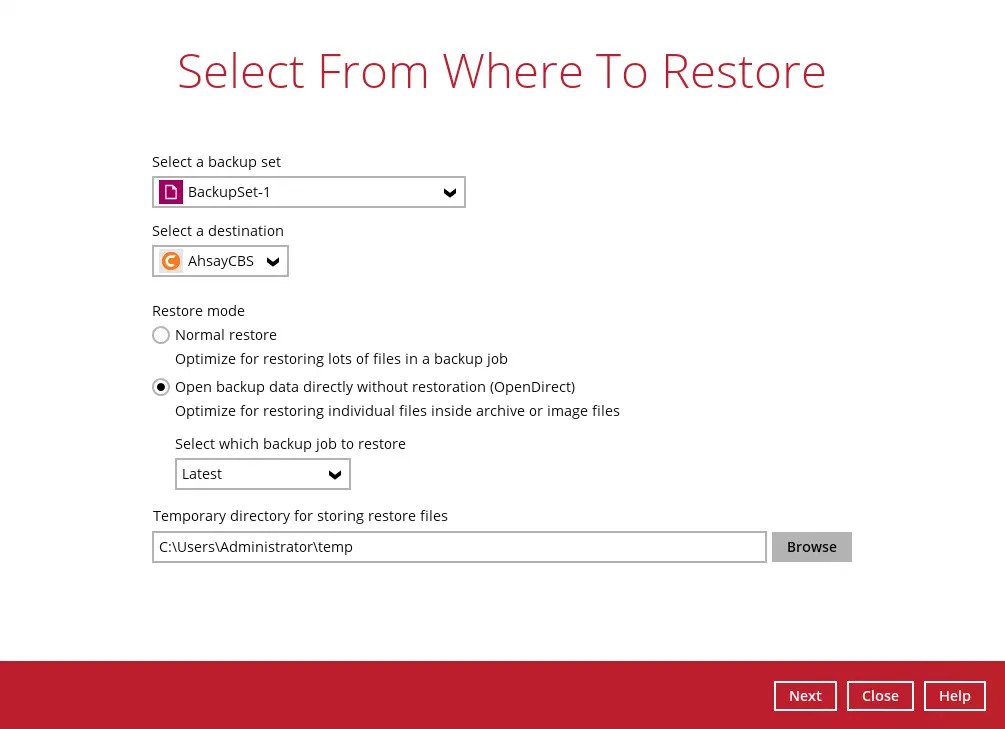 OpenDirect Restore