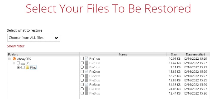 Choose from all files