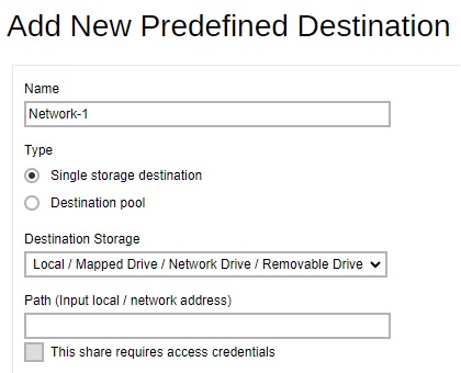 Add Predefined Destination