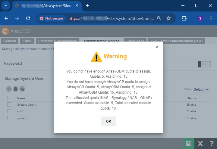 Quota Exceeded Error