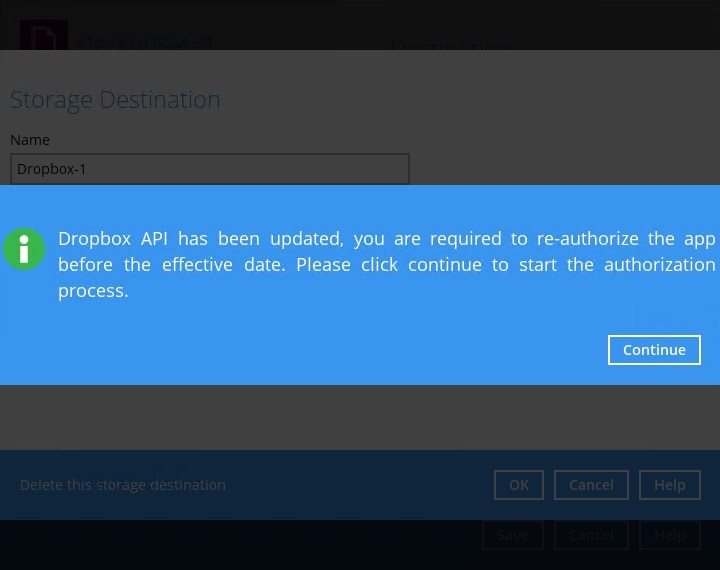 Re-authorize Dropbox