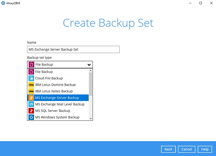 Create backup set
