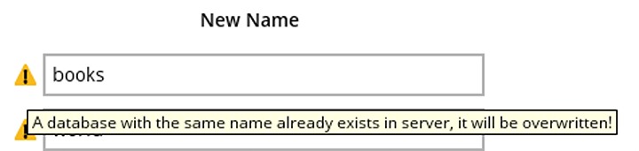 New database name