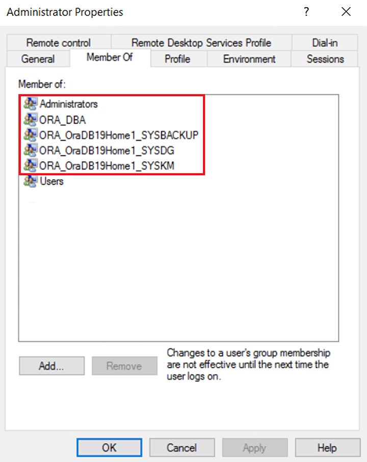 Oracle security groups