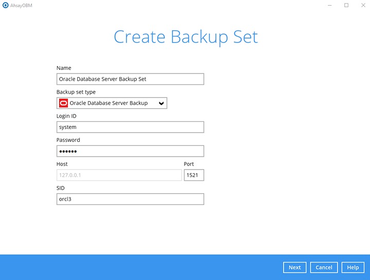Create Backup Set
