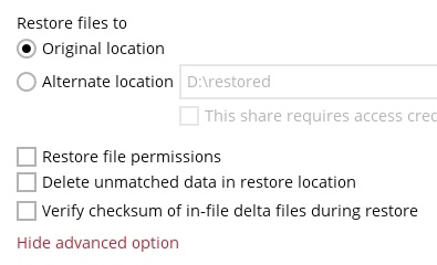 Restore to Original Location