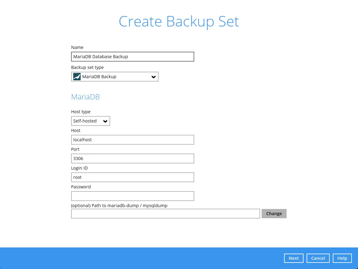 Create backup set