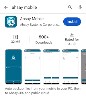 Search for Ahsay Mobile App