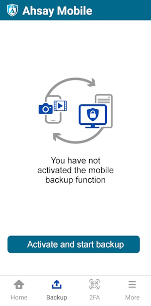 Backup Page - Mobile Backup Function Activation