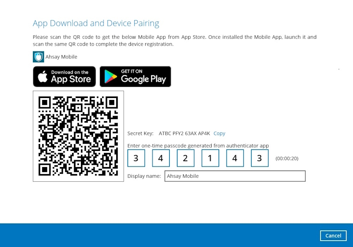 AhsayOBM Device Pairing