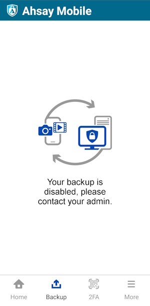 Backup Page - Backup is disabled