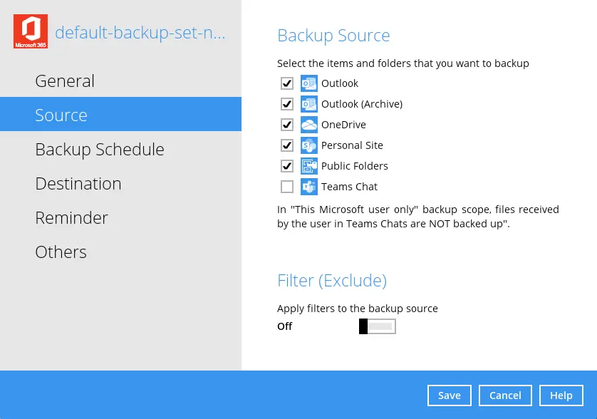Microsoft 365 Backup Set