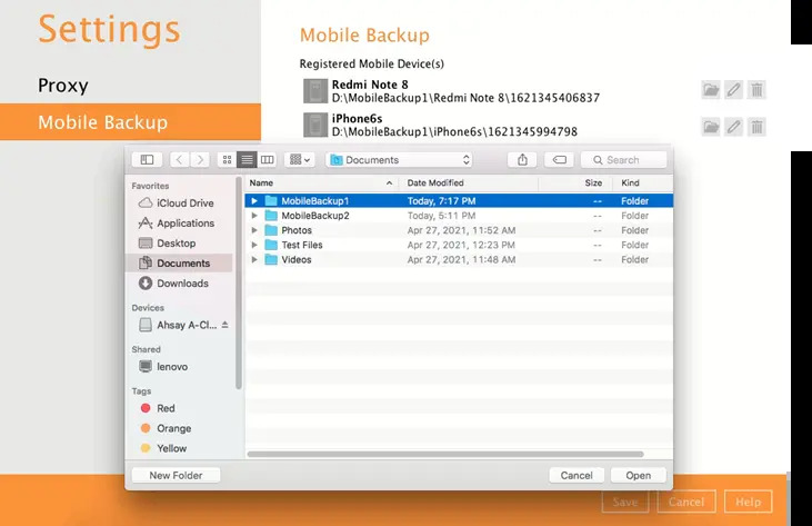 Mobile Backup Destination
