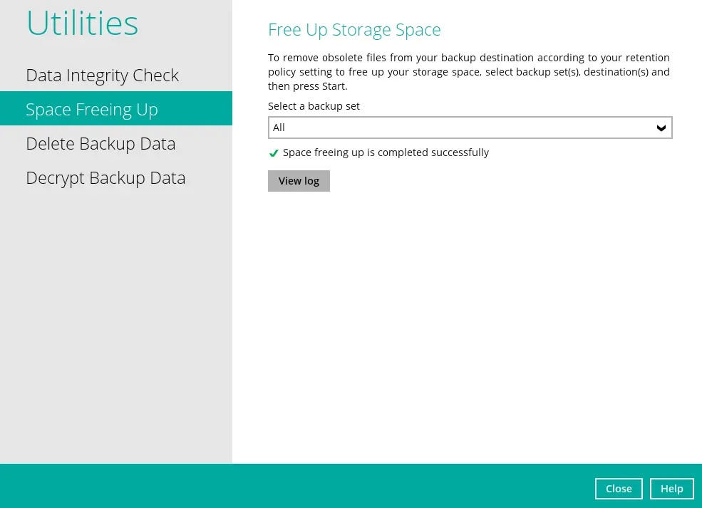 Completed Space Freeing Up