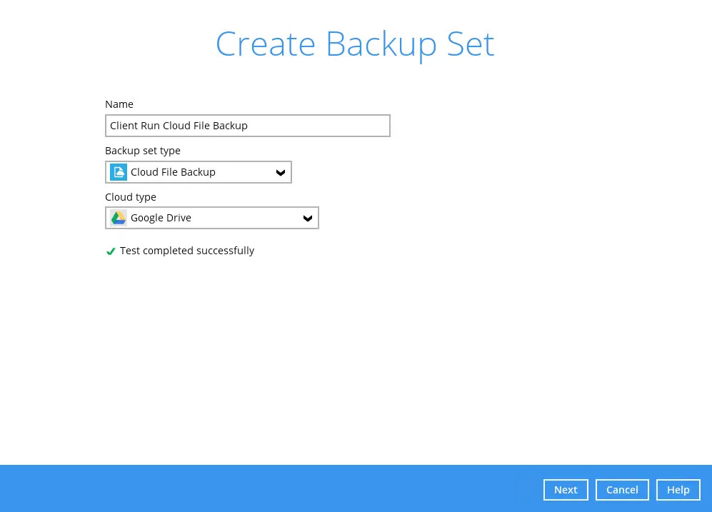 Create backup set