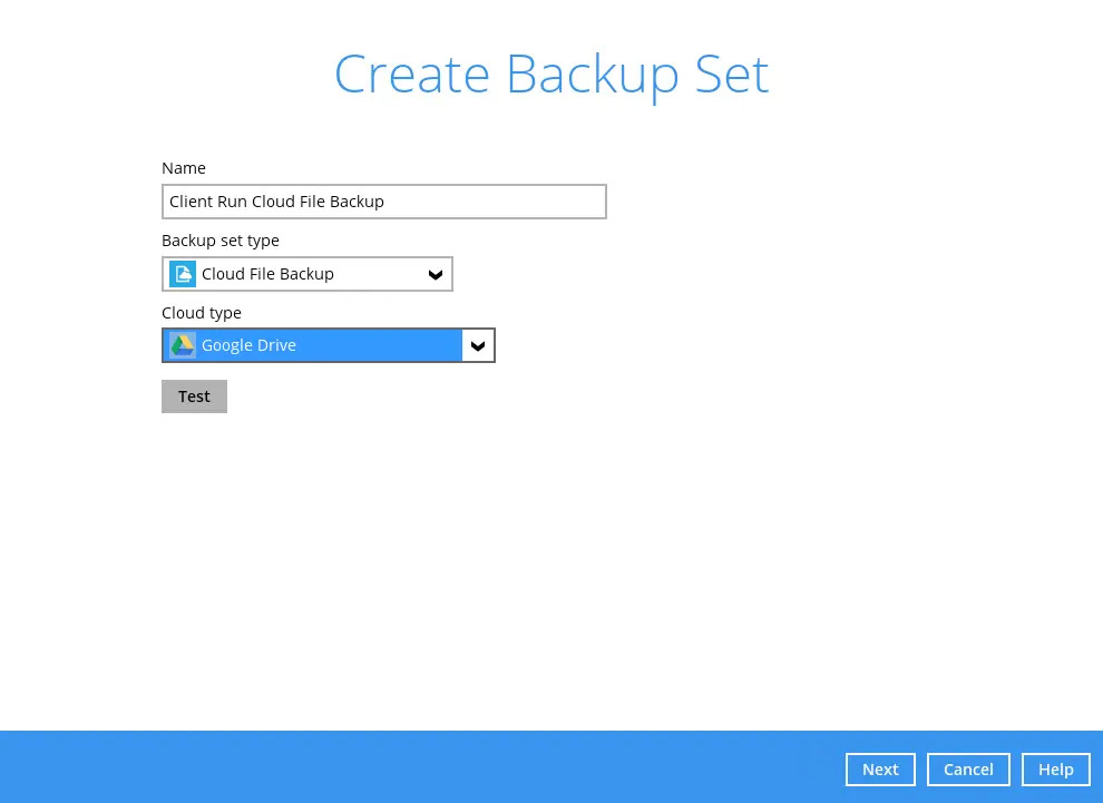 Create backup set