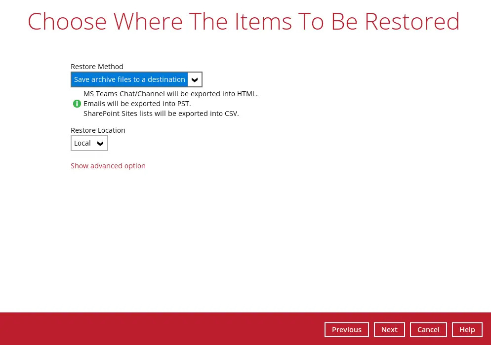 Ave archive files to a destination