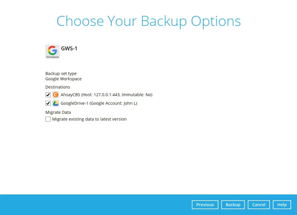 Backup Options