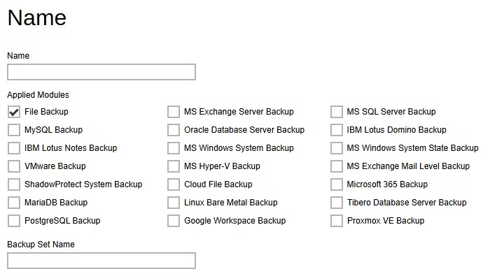 Name of File Backup Set