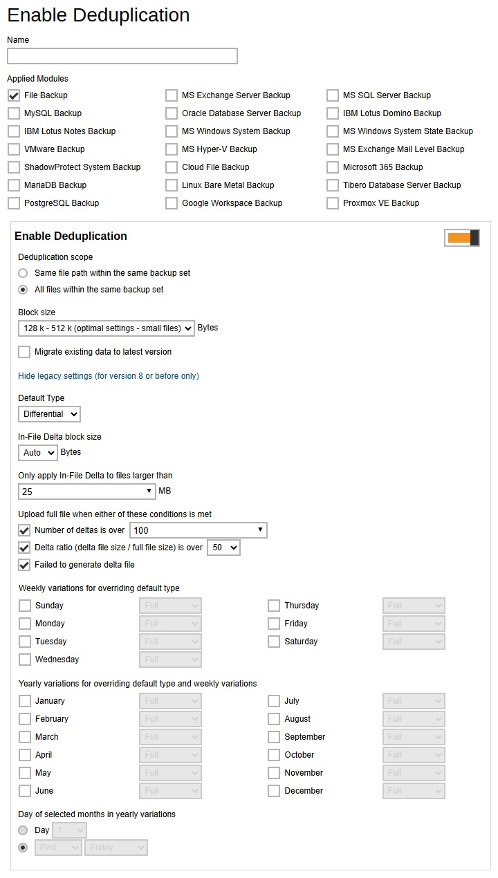 Deduplication Default Value
