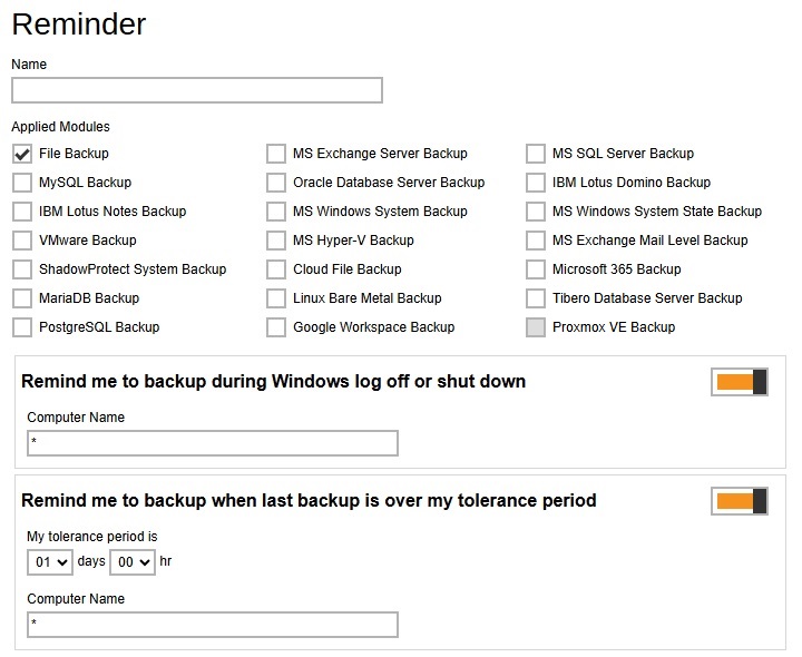 Reminder Default Value