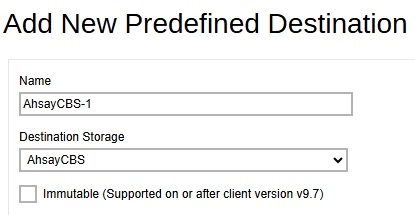 Add New Predefined Destination