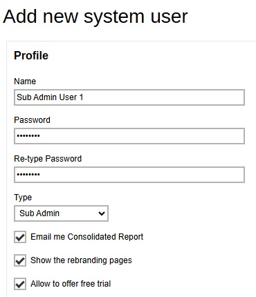 Create Sub Admin User