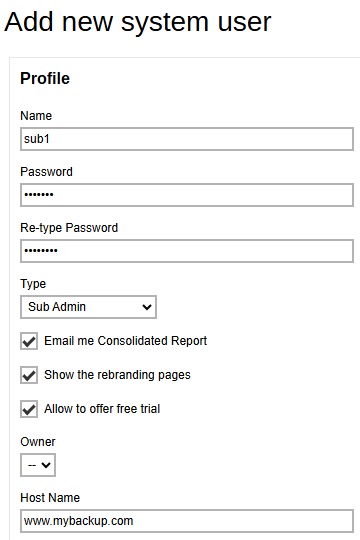 Create Sub Admin User