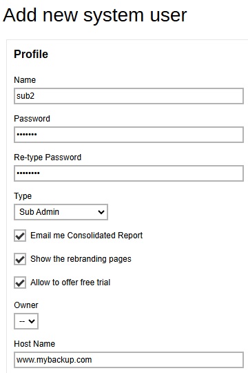 Create Sub Admin User