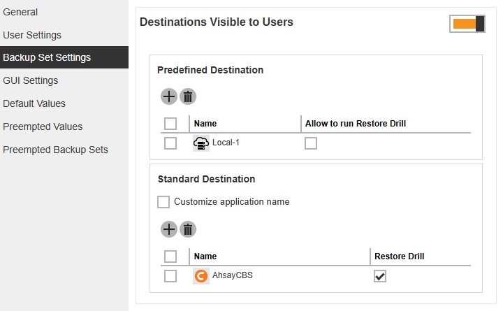 Destinations Visible to Users
