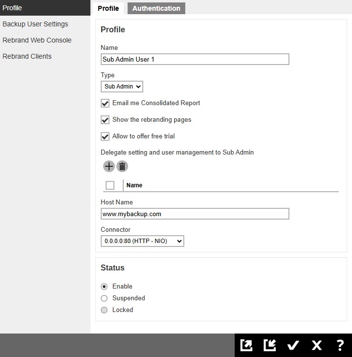 Profile Page of Sub Admin Users