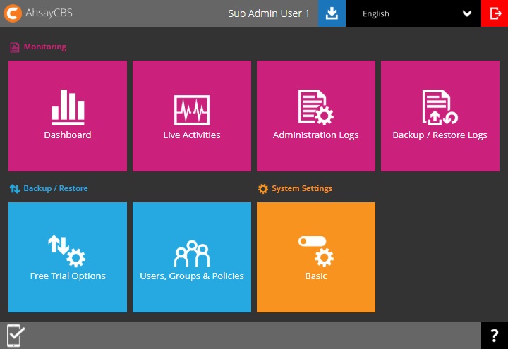 Sub Admin Web User Console