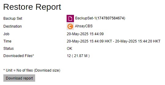 Restore Report