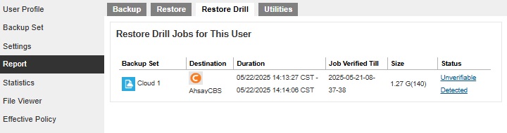 Restore Drill Report
