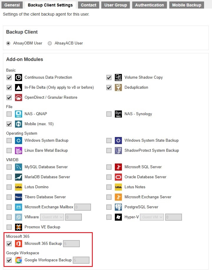 Microsoft 365 Add-on Module for AhsayOBM
