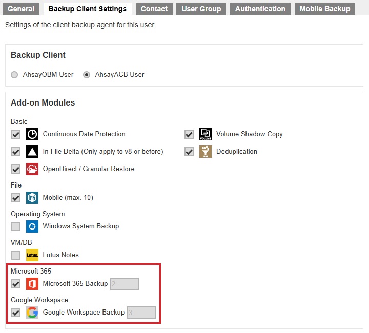 Microsoft 365 Add-on Module for AhsayACB