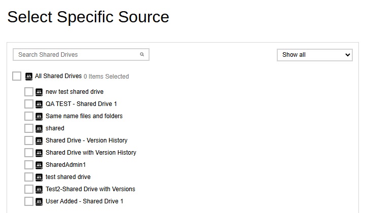 Select Shared Drives