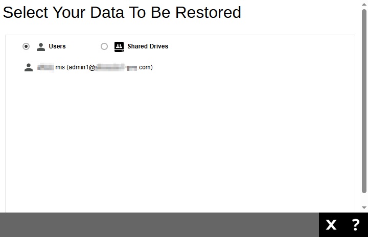 Select Data to Restore