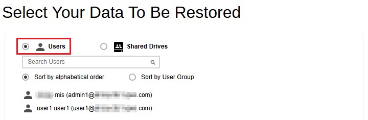 Select Data To Restore
