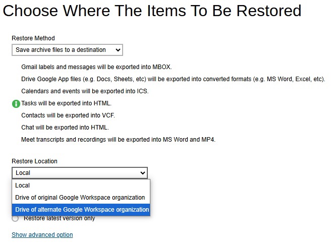 Alternate Google Workspace organization