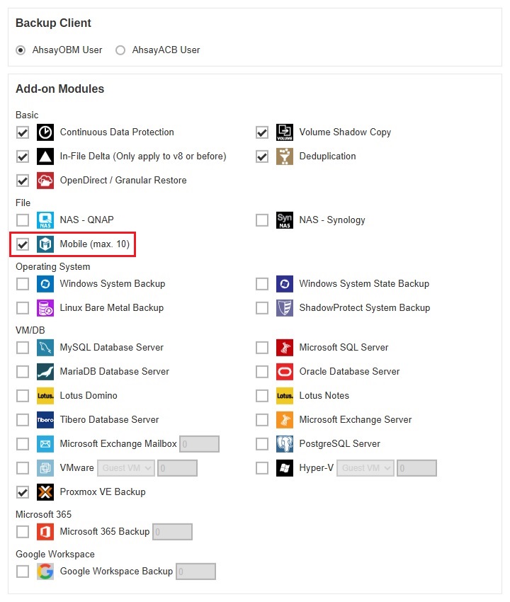 Mobile Add-on Module Limit