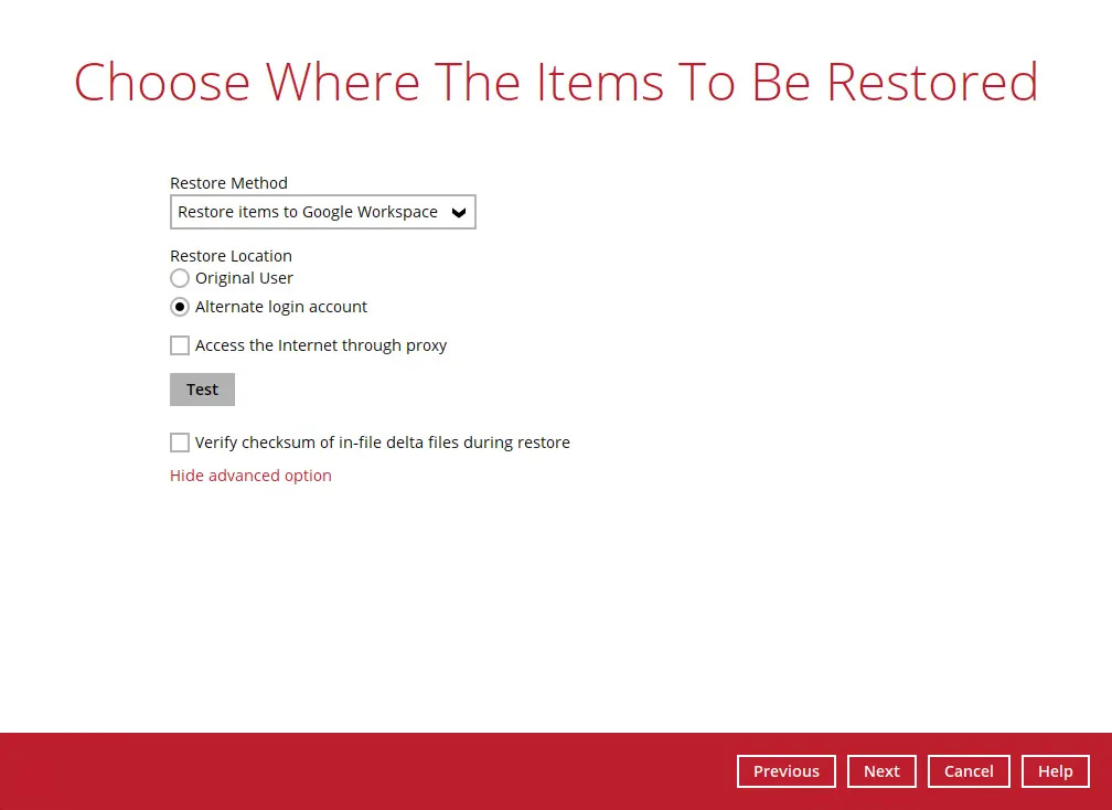 Restore Location