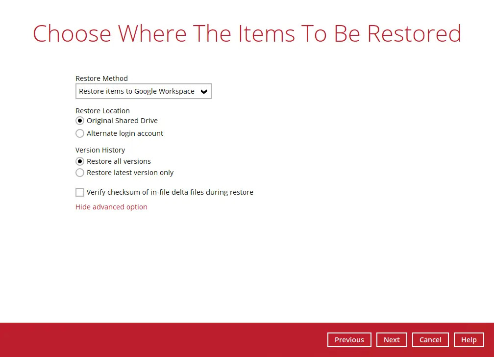 Version History Option